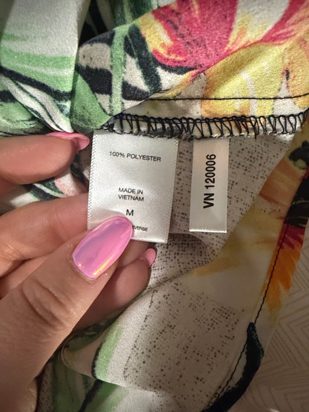 NY & Co. Tropical Wrap Front Blouse with Green Leaf Print - Medium - Picture 5 of 5